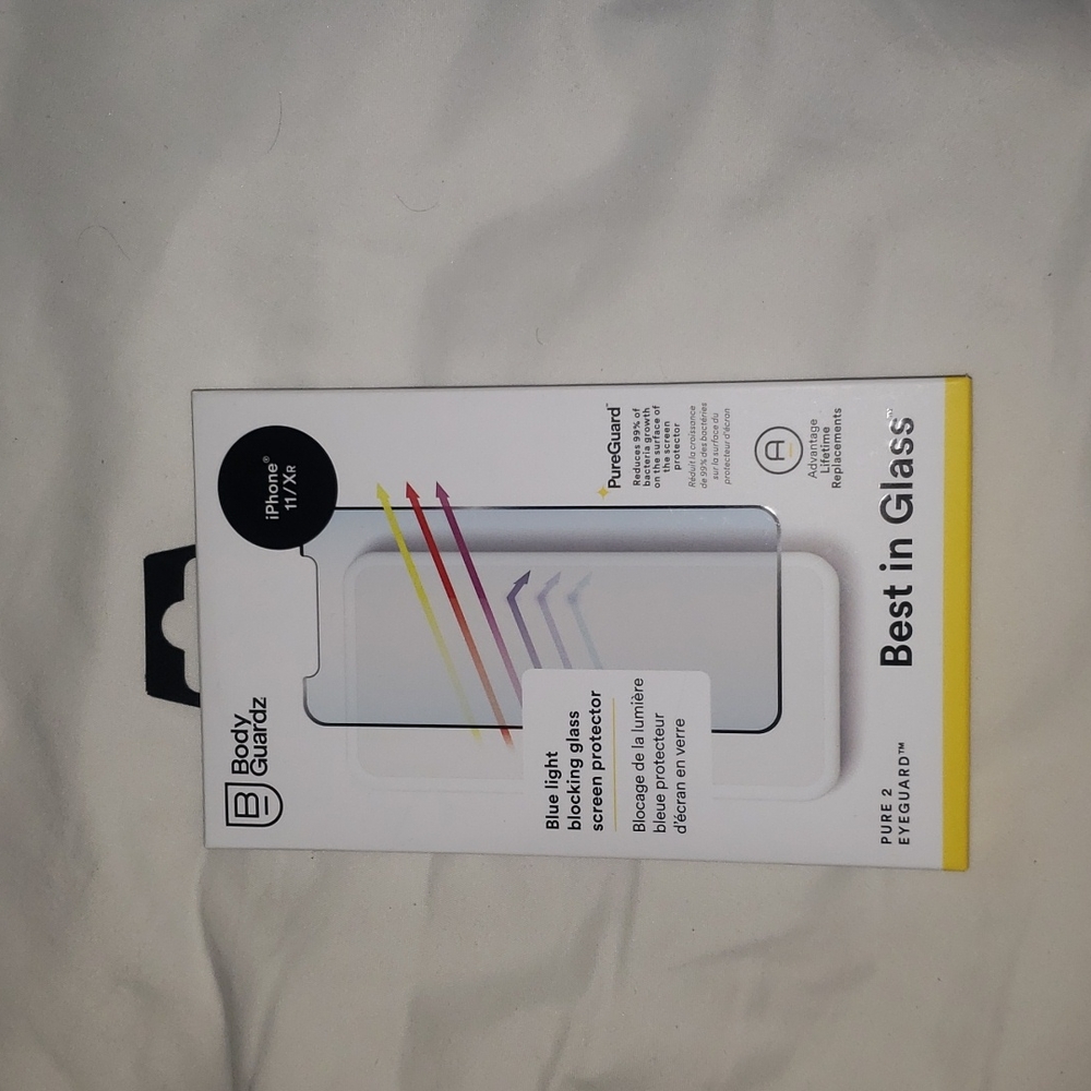 iphone 11xr Blue light blocking glass screen protector, Bodyguardz